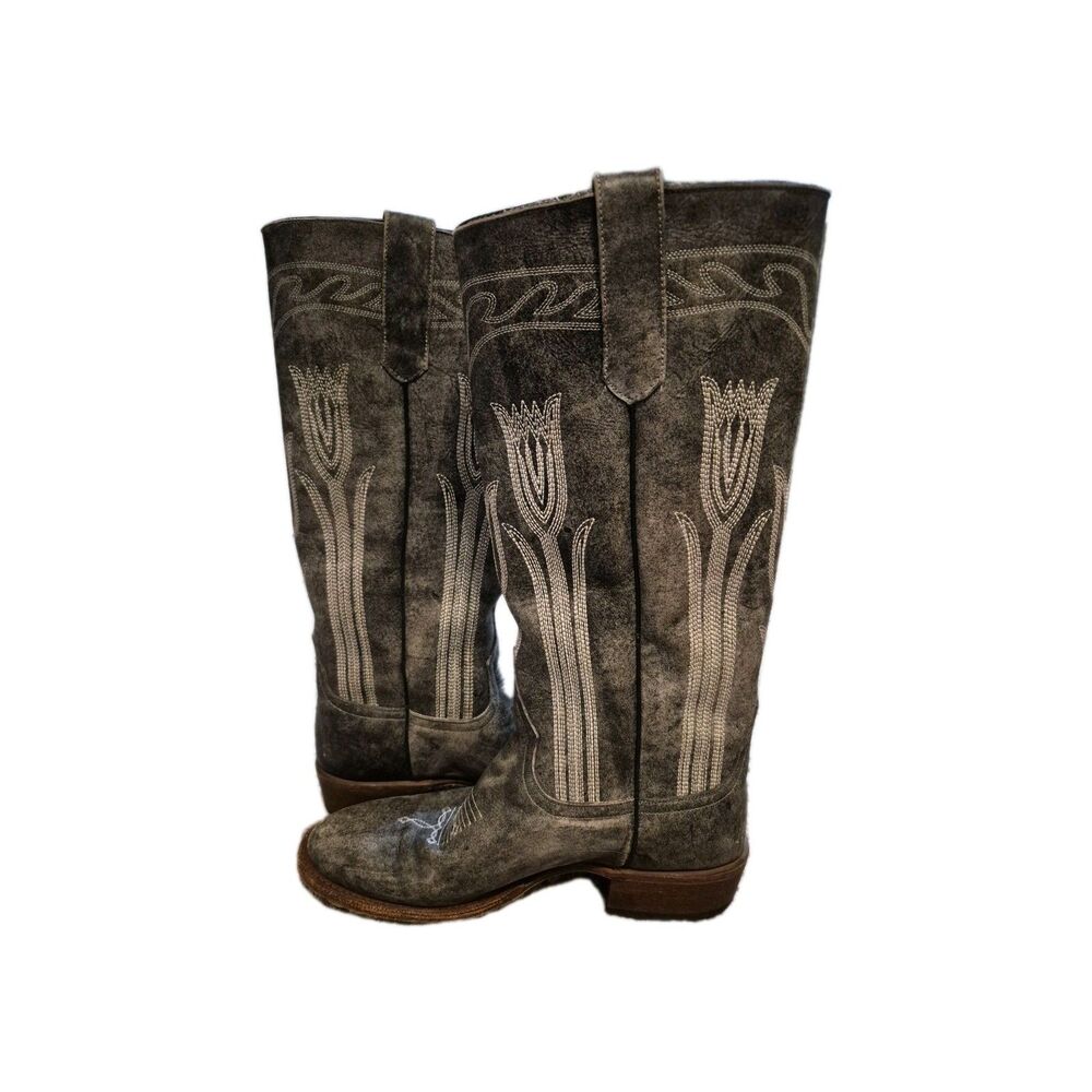 Macie Bean Size 9.5 Tall Tulip Flower Leather Boots Rodeo Cowgirl M5001 - Picture 7 of 10